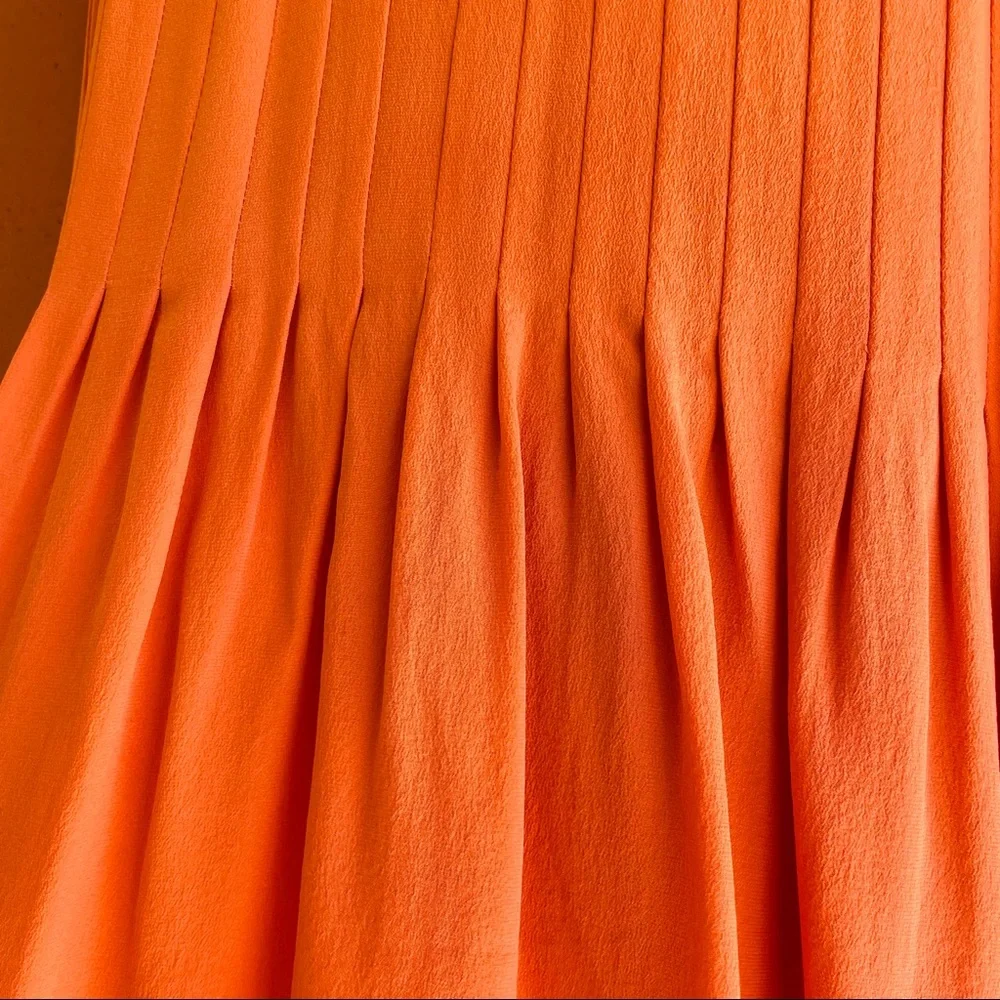 Joie 100% Silk Pleated Orange drop waist dress. - Picture 11 of 12